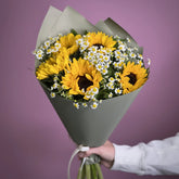 Golden Glow: Sunflowers with Chamomile Charm
