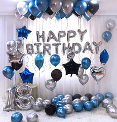 Blue, Silver and Black birthday arrangement