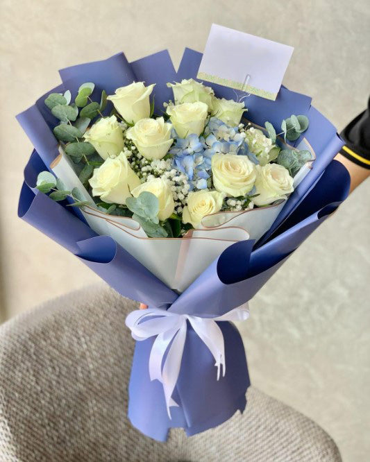 Serenity in White Roses Bouquet