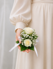 Ivory Elegance Couple Corsage & Boutonniere Set