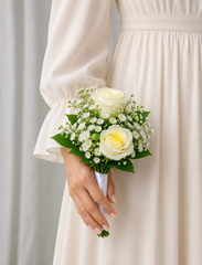 Ivory Elegance Couple Corsage & Boutonniere Set