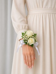 Ivory Elegance Couple Corsage & Boutonniere Set