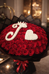 Luxury Rose Bouquet with Personalized Letter & Heart Design
