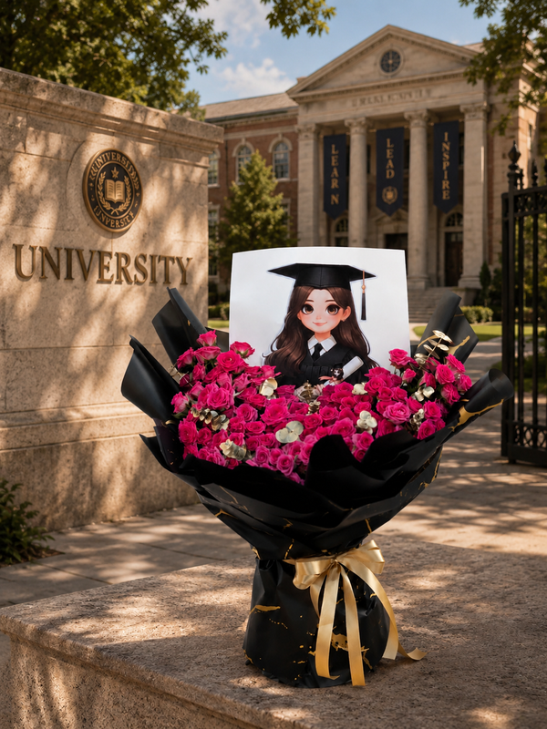 Midnight Blossom Graduation Bouquet