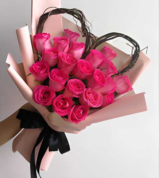 Passionate Pink Rose Heart