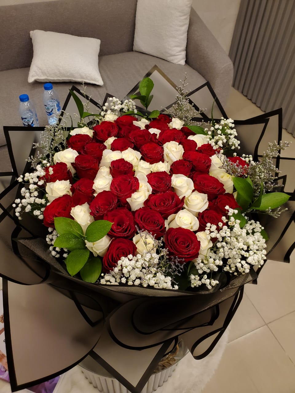 Eternal Love: A Harmony of Red and White Roses