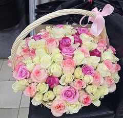 Pastel Symphony Rose Basket