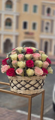 Blush Elegance Rose Basket