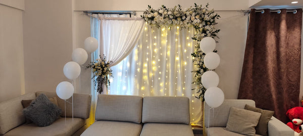Elegant White Floral Backdrop Setup