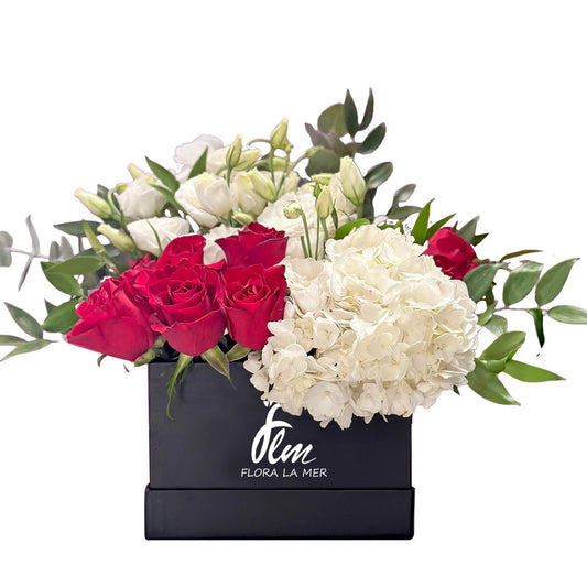 Red Roses & Hydrangea Box