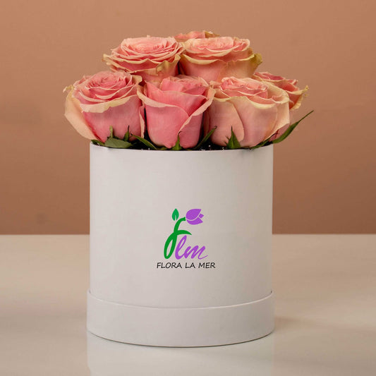Pink Roses In White Box