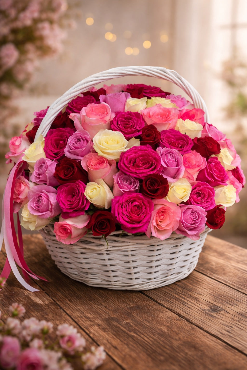 Mixed flowers basket